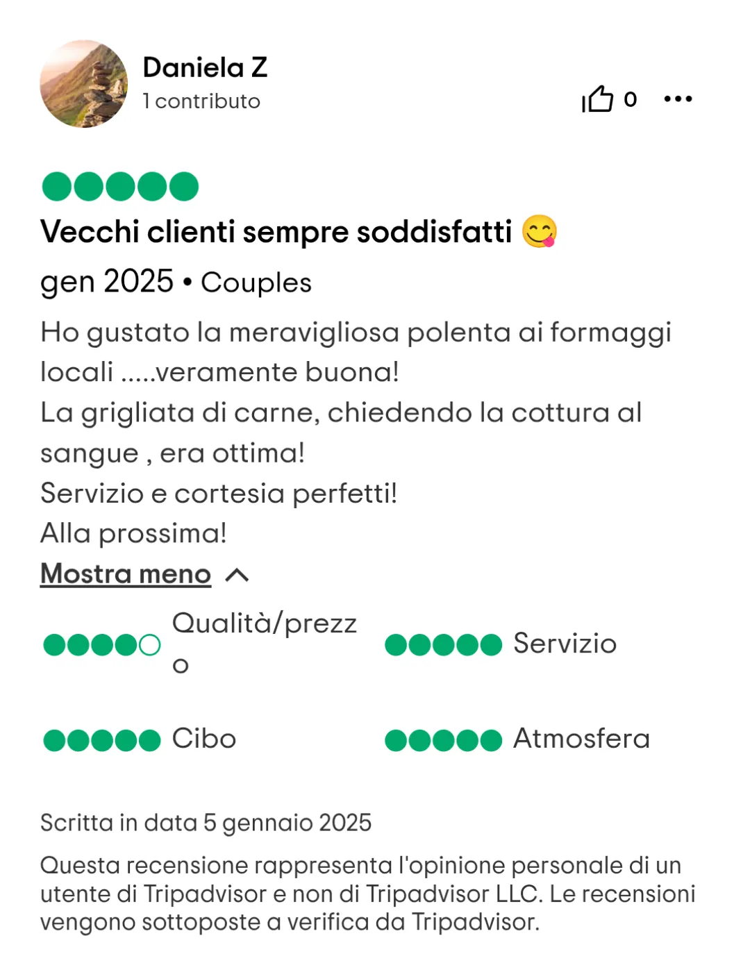 Recensione 1 Tripadvisor Ristorante Cuneo Vecchio Mulino