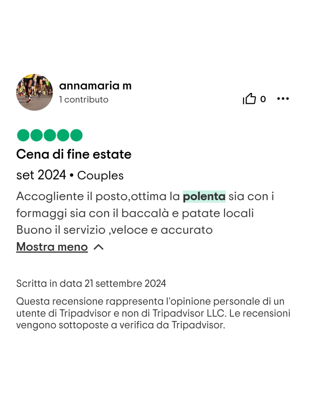Recensione 3 Tripadvisor Polenta Mista Vecchio Mulino
