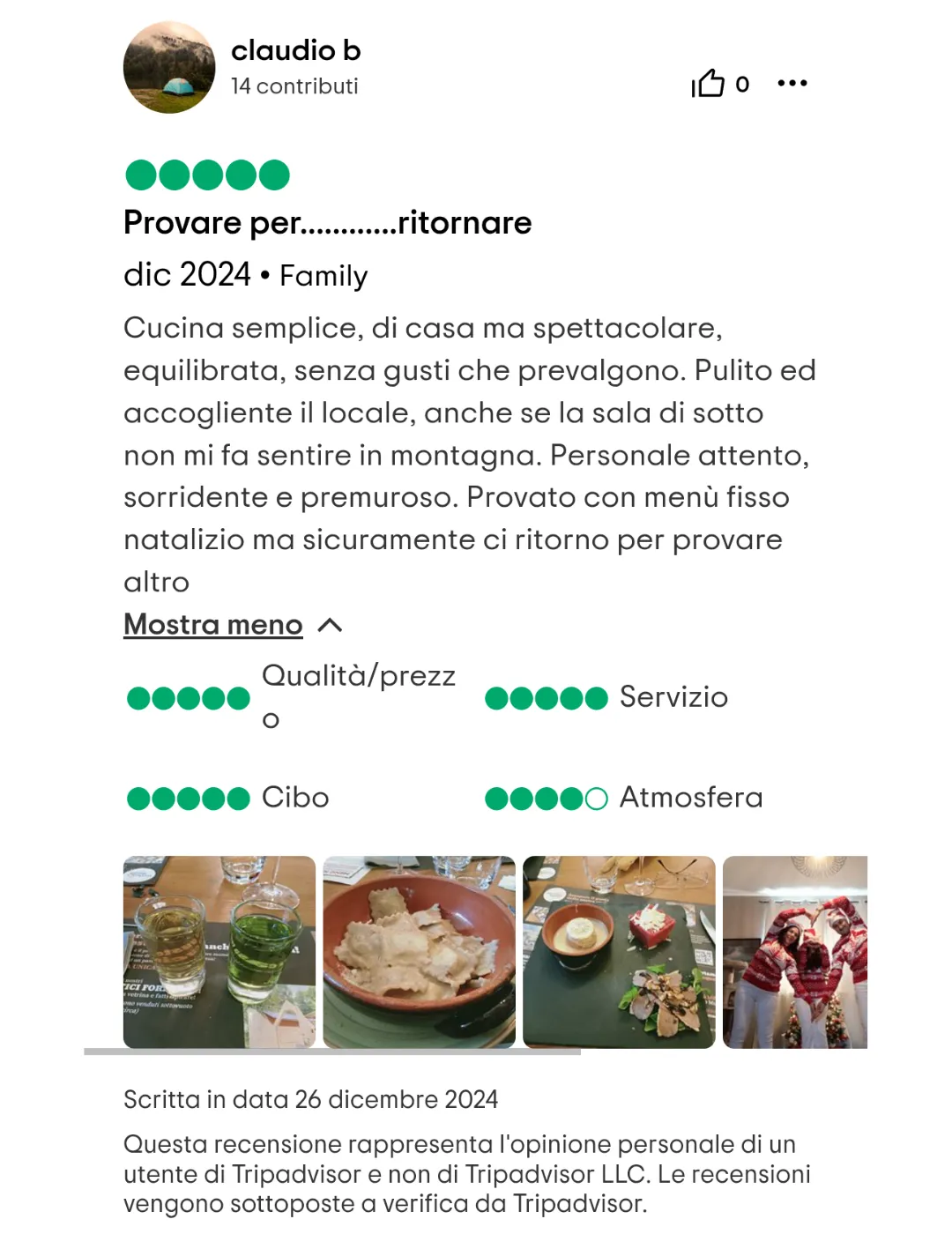 Recensione 5 Tripadvisor Ristorante Cuneo Vecchio Mulino