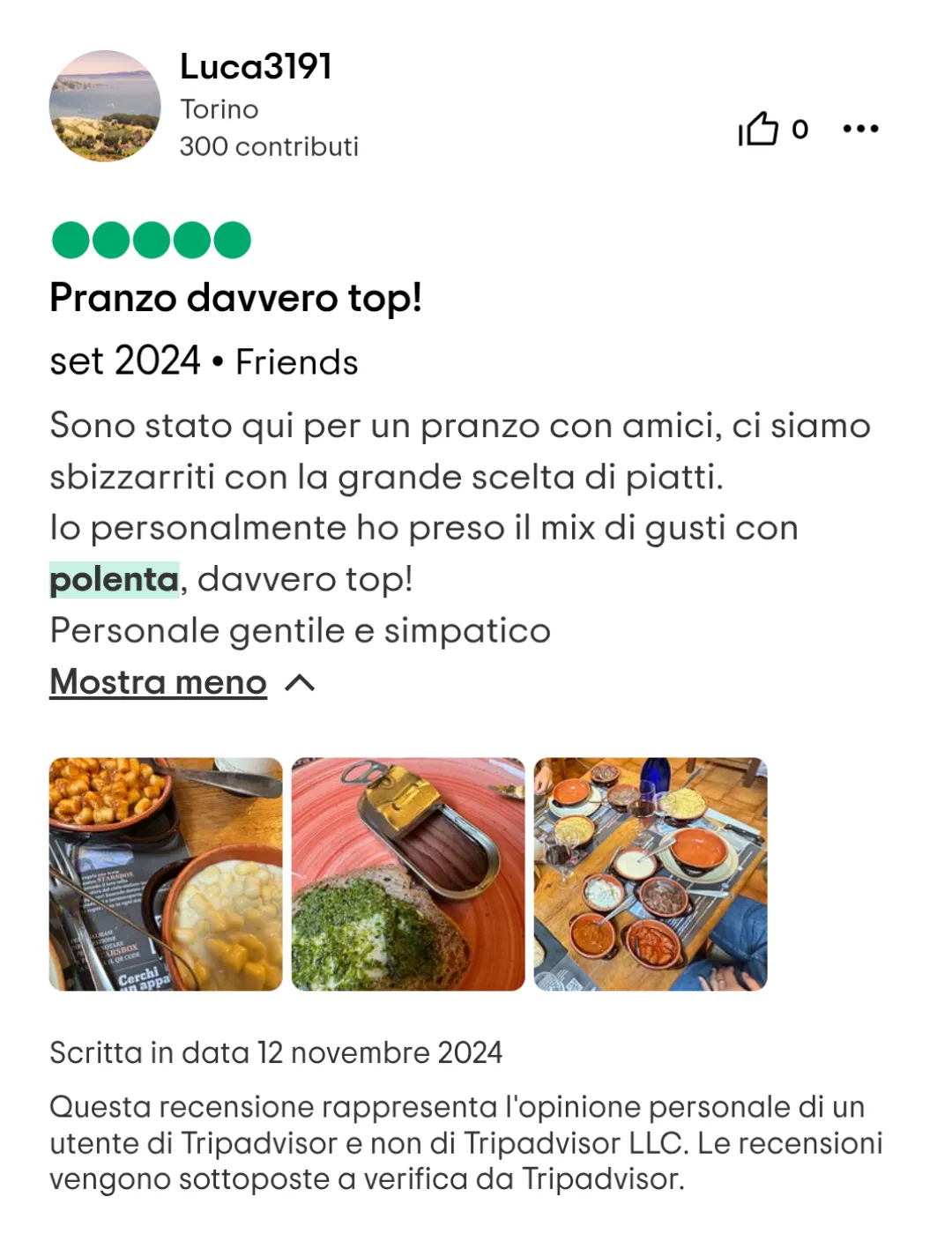 Recensione 7 Tripadvisor Polenta Mista Vecchio Mulino