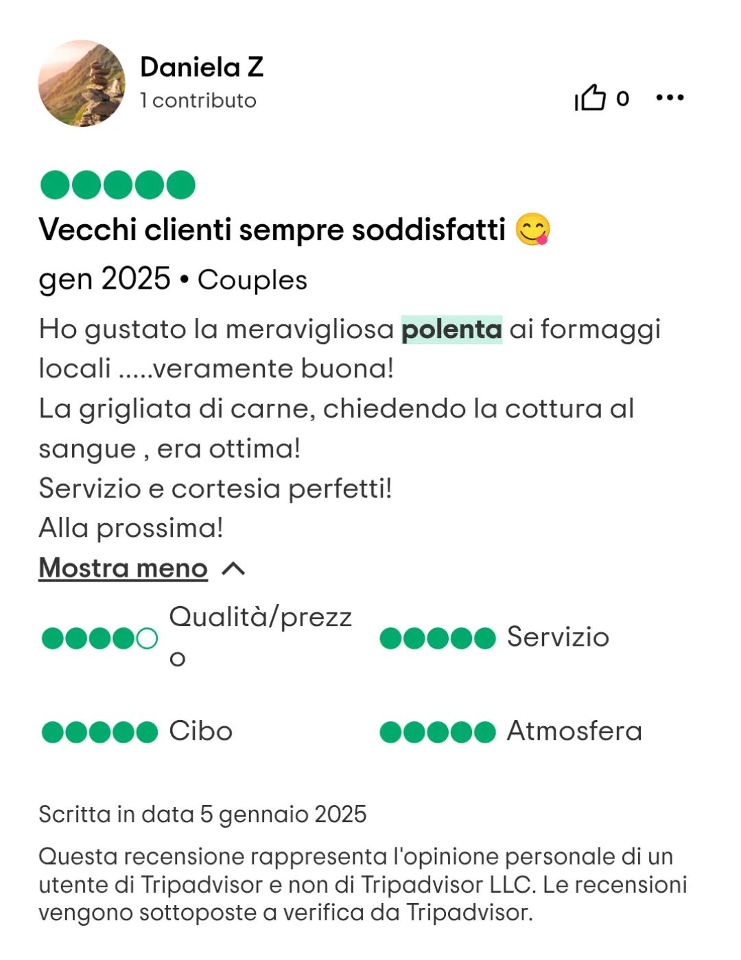 Recensione 9 Tripadvisor Polenta Mista Vecchio Mulino