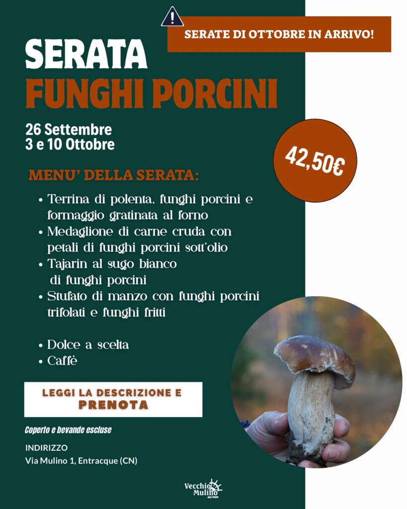 menù funghi al vecchio mulino
